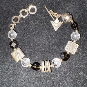 Elegant Silver and Black Beaded Bracelet